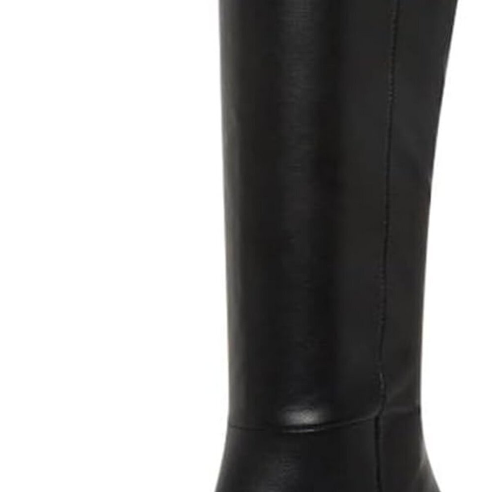 Women's Faux Leather Tall Boots Square Toe Chunky Heel Knee High Side Zip